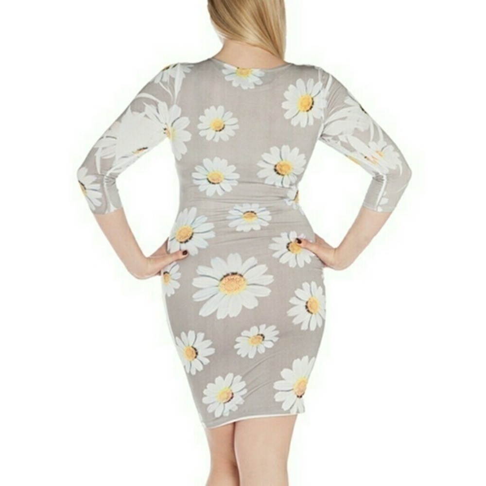 Plus. Gray daisy midi dress - Picture 2 of 5